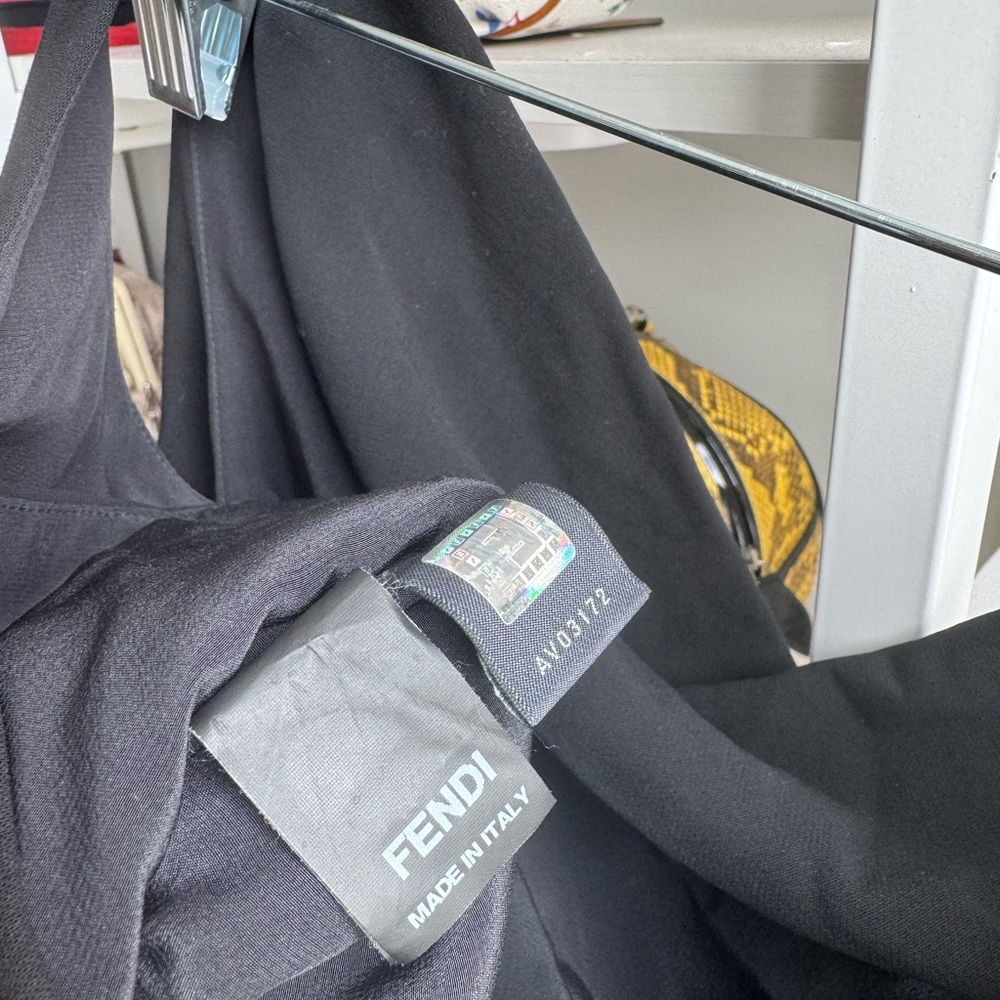 Fendi Black Sheath Midi Dress Square Neck - Picture 9 of 9